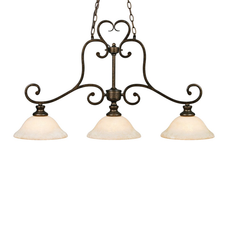 Heartwood 3-Light Linear Pendant in Burnt Sienna with Tea Stone Glass