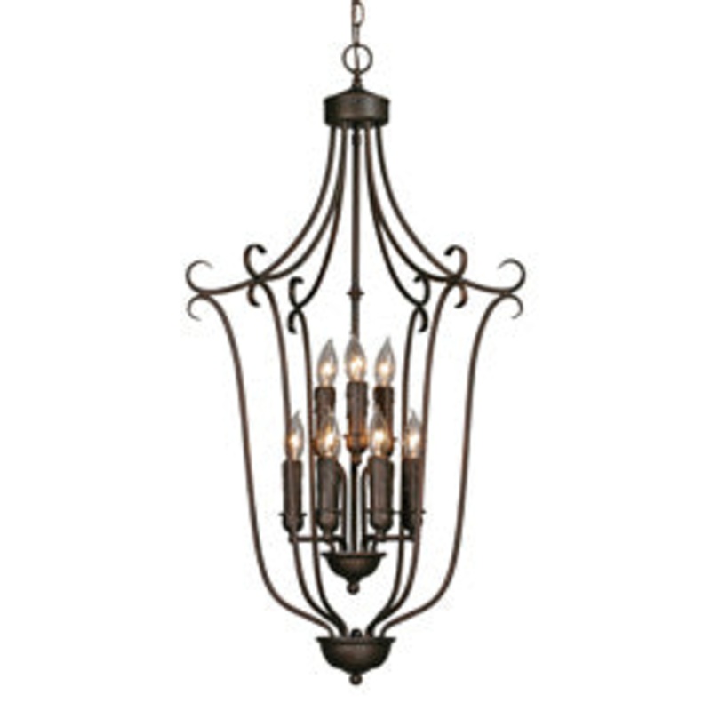 Multi-Family 2-Tier 9-Light Caged Foyer in Rubbed Bronze