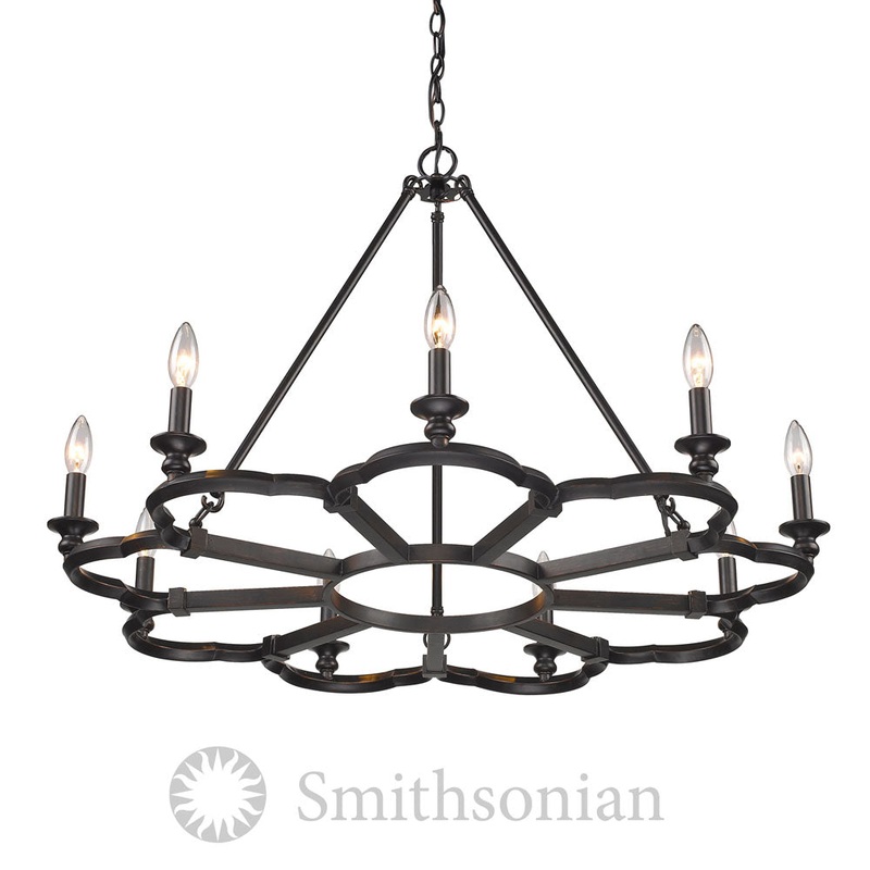 Smithsonian Saxon 9-Light Chandelier in Aged Bronze