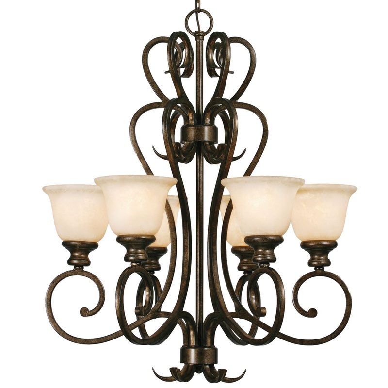 Torbellino 6-Light Chandelier in Cordoban Bronze with Remolino Glass