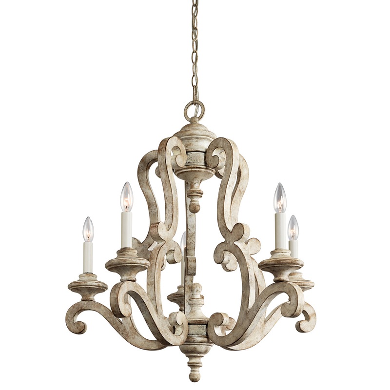 Hayman Bay Chandelier 5-Light in Distressed Antique White