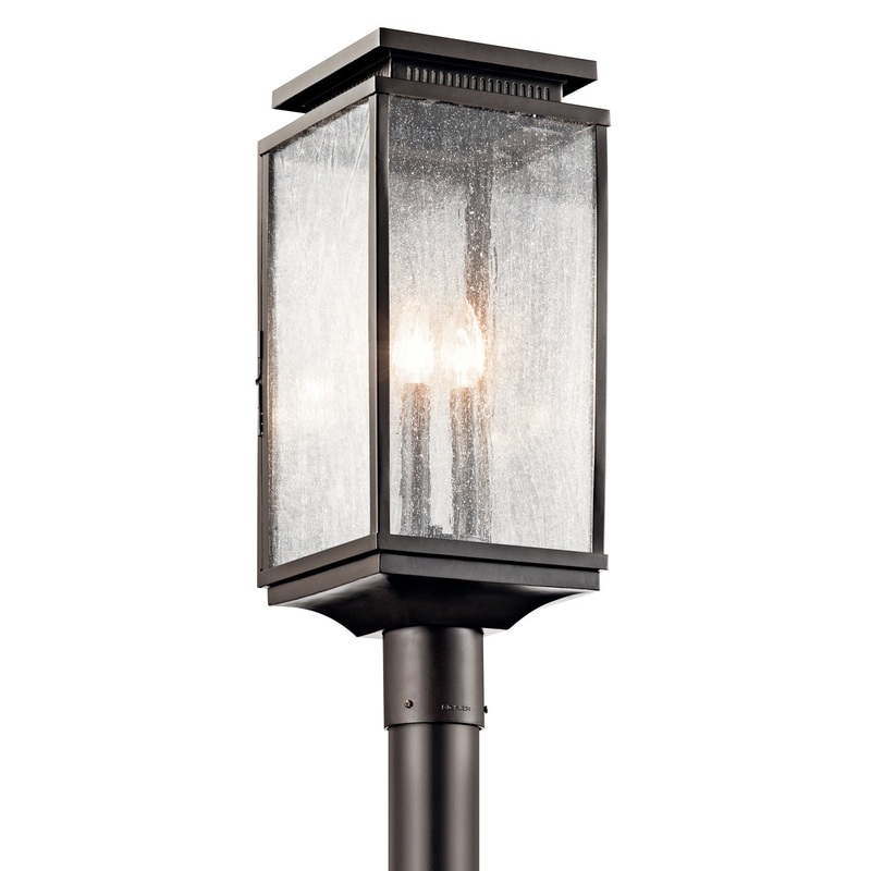 Manningham Outdoor Post Mount 3-Light in Olde Bronze