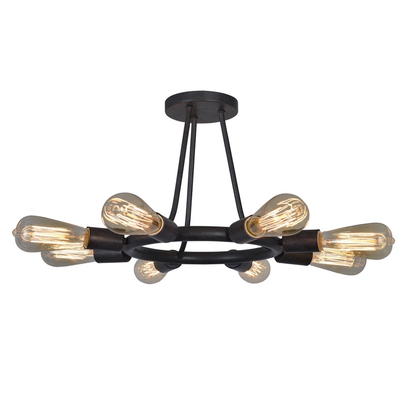 Dakota 8-Light Ceiling Mount in Charcoal Bronze
