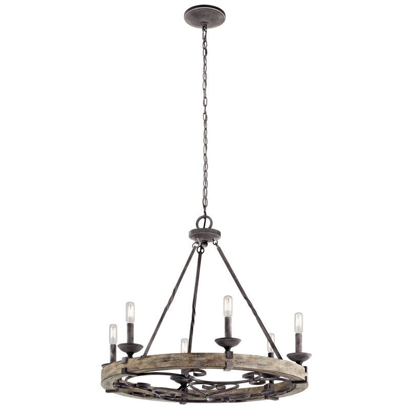 Taulbee Chandelier 6-Light in Weathered Zinc