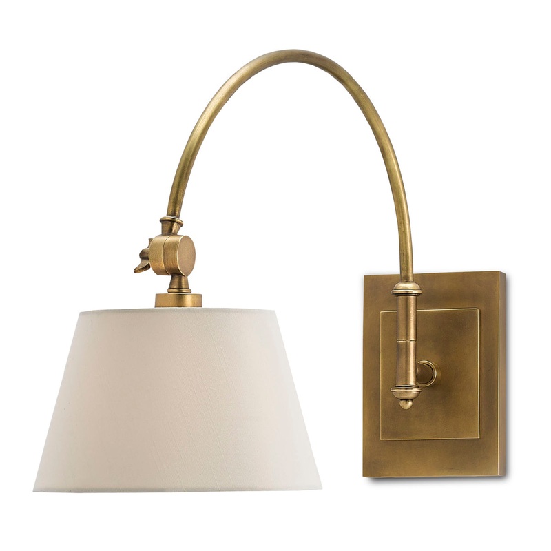 Ashby 1-Light Wall Sconce in Antique Brass with Eggshell Shantung Shade