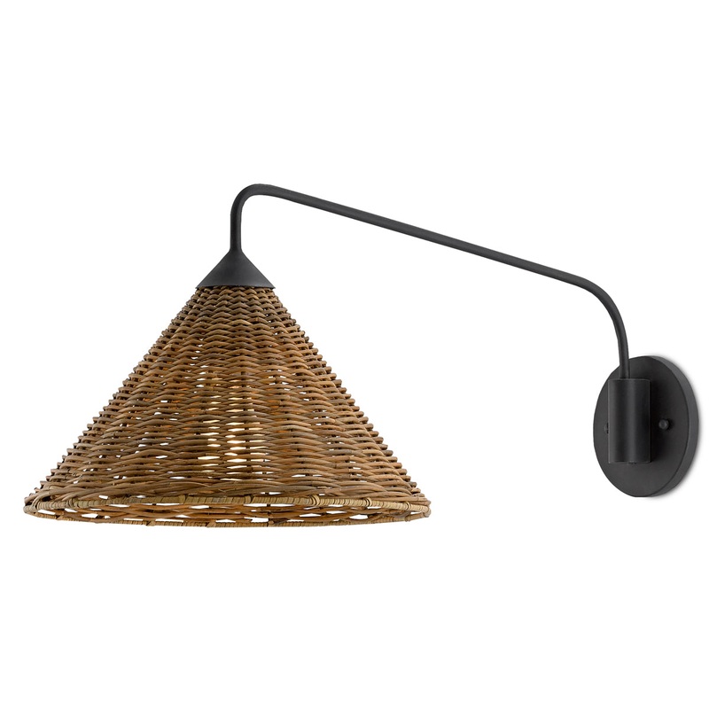 Basket 1-Light Wall Sconce in Blacksmith & Natural