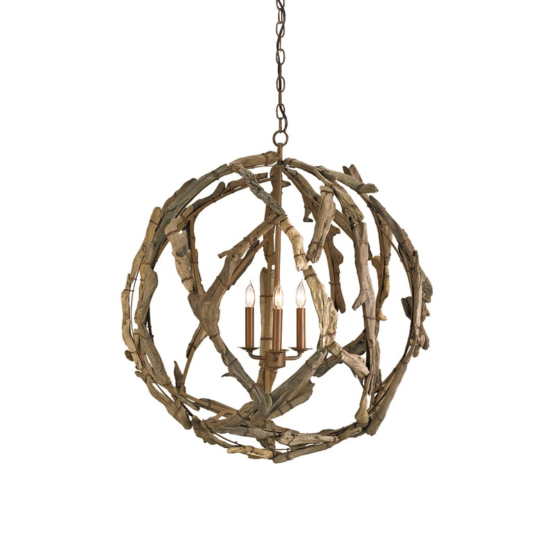 Driftwood 3-Light Chandelier in Natural & Washed Driftwood
