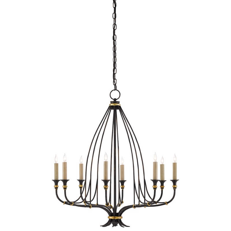 Folgate 8-Light Chandelier in French Black & Gold Leaf