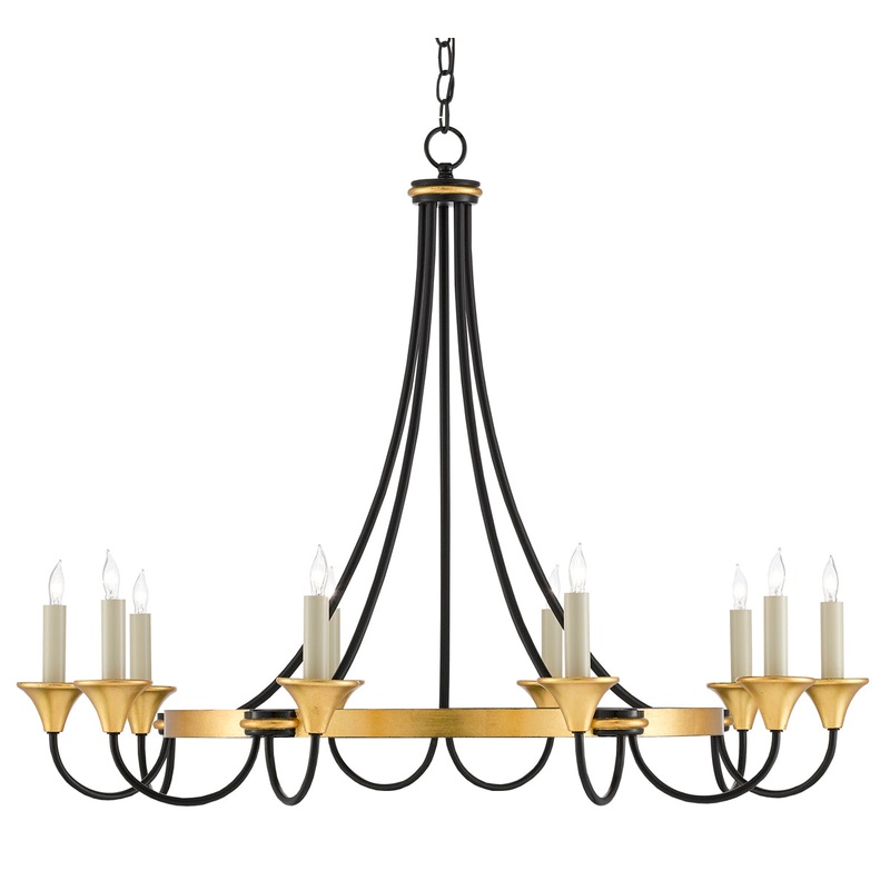 Hanlon 8-Light Chandelier in Washed Black & Contemporary Gold Leaf