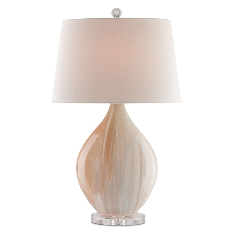 Opal 1-Light Table Lamp in Amber with Vanilla Linen Shade