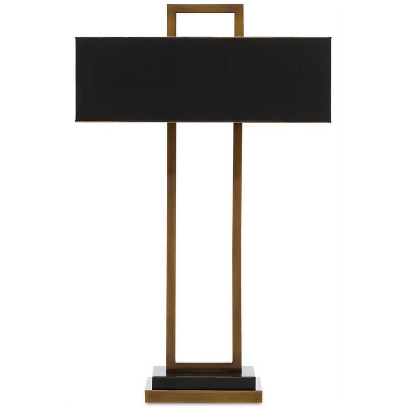 Otto 2-Light Table Lamp in Antique Brass & Oil Rubbed Bronze with Metal Shade Shade
