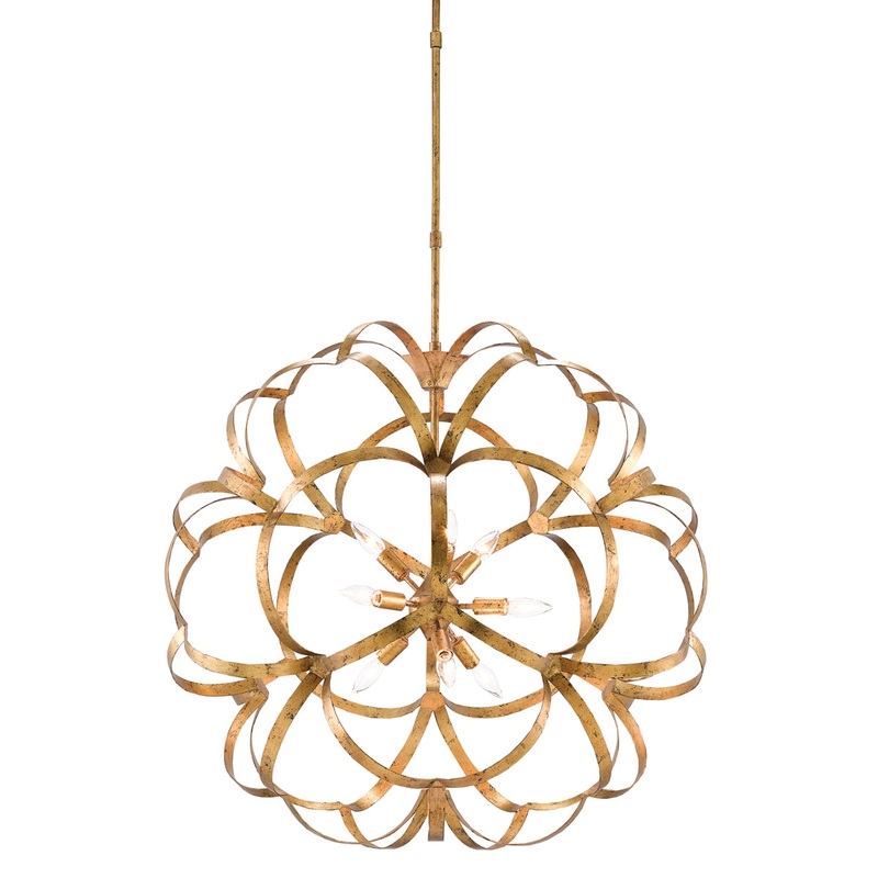 Sappho 9-Light Chandelier in New Gold Leaf