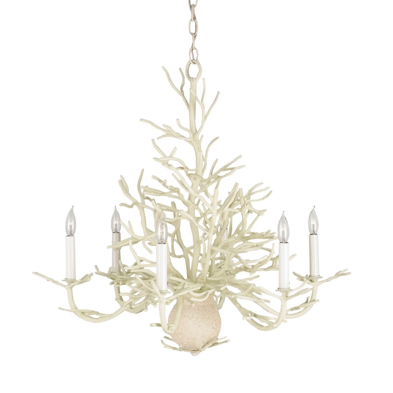 Seaward 6-Light Chandelier in White Coral & Natural Sand