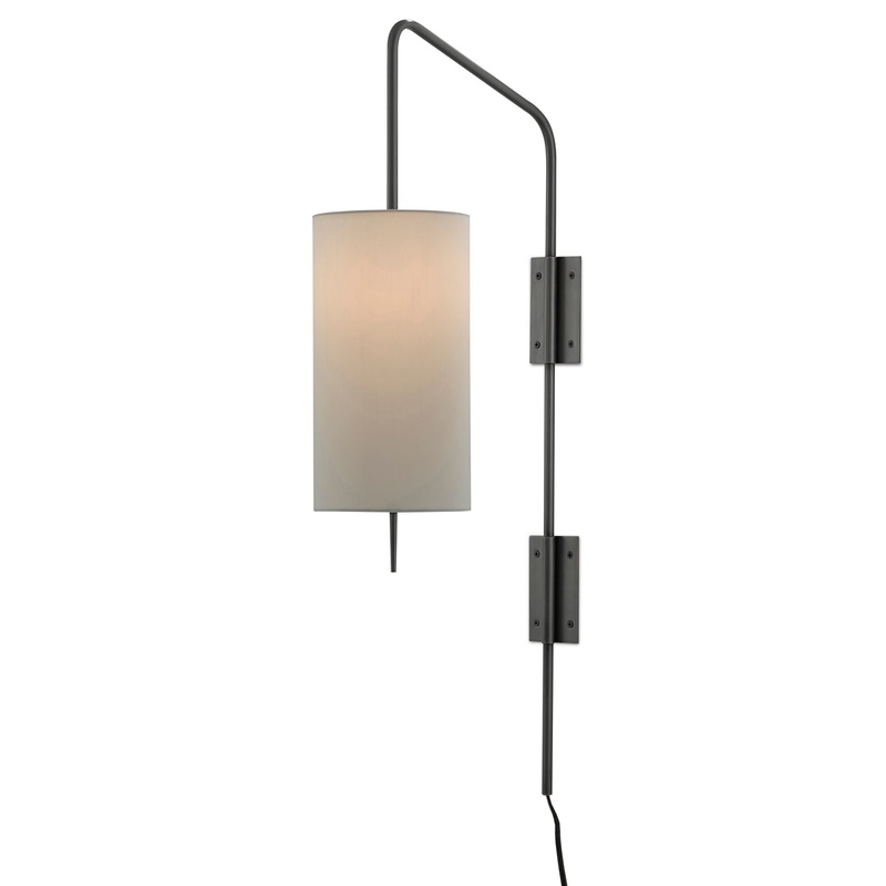 Tamsin 1-Light Wall Sconce in Oil Rubbed Bronze with Off-White Shantung Shade