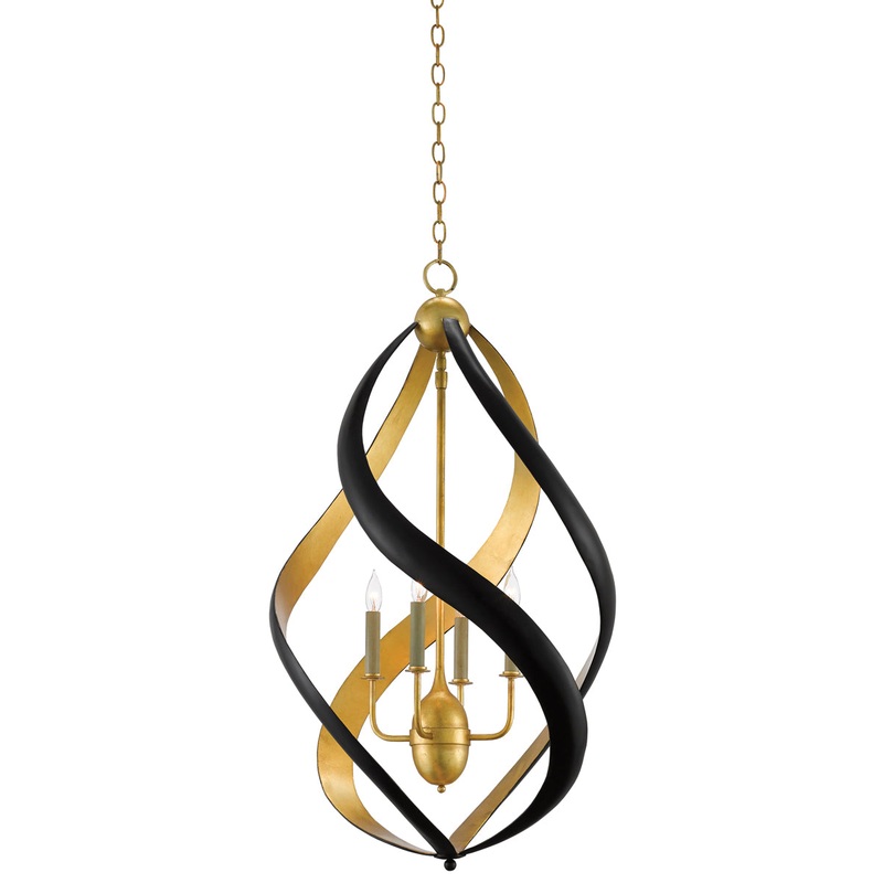 Trephine 4-Light Chandelier in Contemporary Gold Leaf & Satin Black
