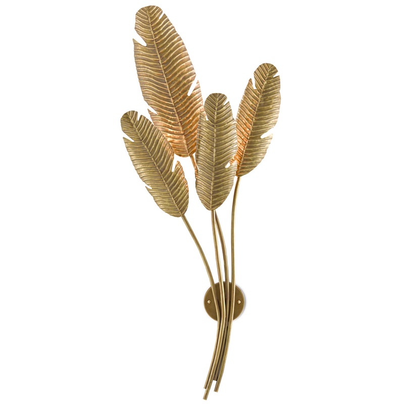 Tropical 4-Light Wall Sconce in Vintage Brass