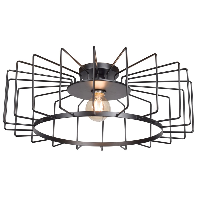 Wired 1-Light Horizontal Cage Flush Mount