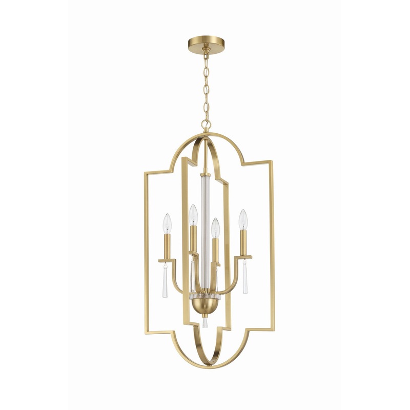 Fortuna 4-Light Foyer Pendant in Satin Brass