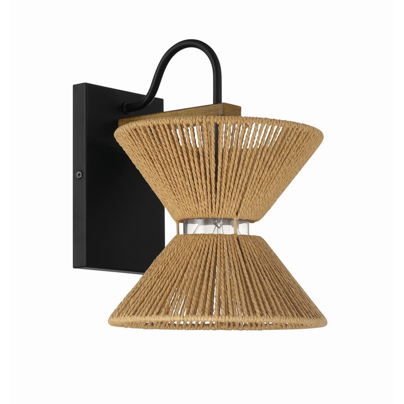 Serena 1-Light Wall Sconce in Flat Black & Walnut