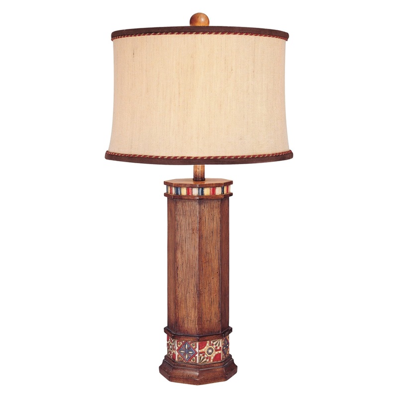 1-Light Table Lamp in Brown Wood Look
