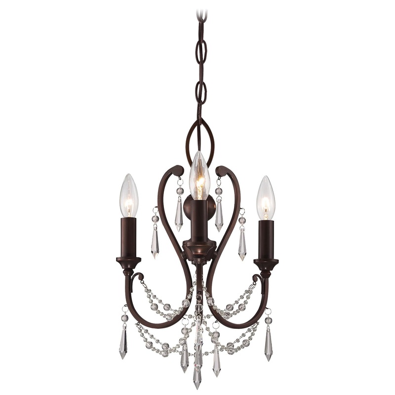 3-Light Mini-Chandelier in Vintage Bronze