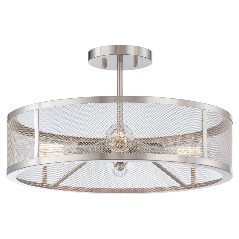 Downtown Edison 4-Light Semi-Flush Mount in Brushed Nickel