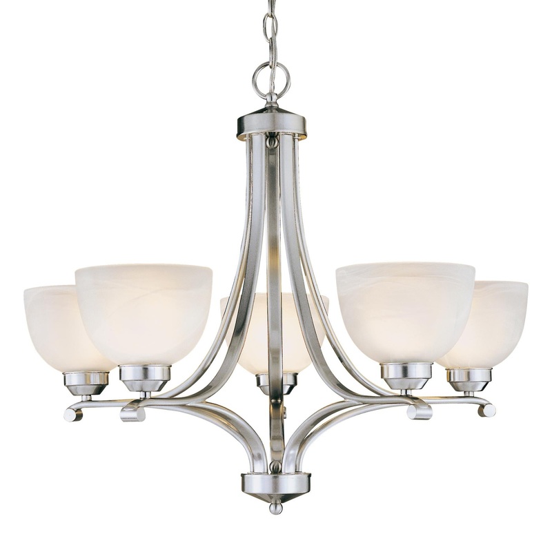 Paradox 5-Light Chandelier in Brushed Nickel & Etched Marble Glass