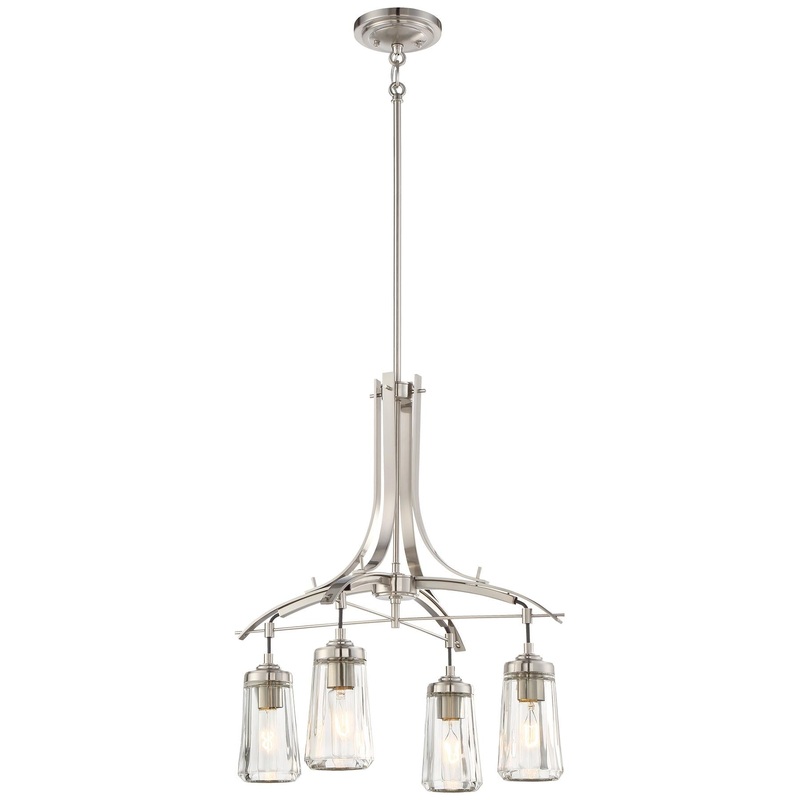 Poleis 4-Light Chandelier in Brushed Nickel & Clear Glass