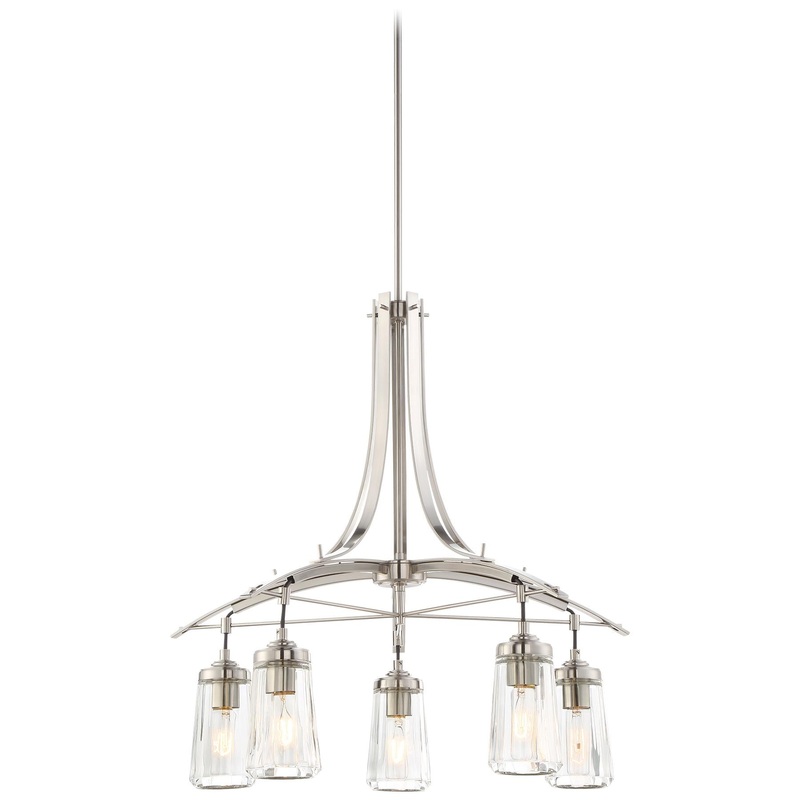 Poleis 5-Light Chandelier in Brushed Nickel & Clear Glass