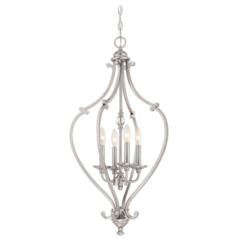 Savannah Row 4-Light Chandelier in Brushed Nickel & Clear Glass