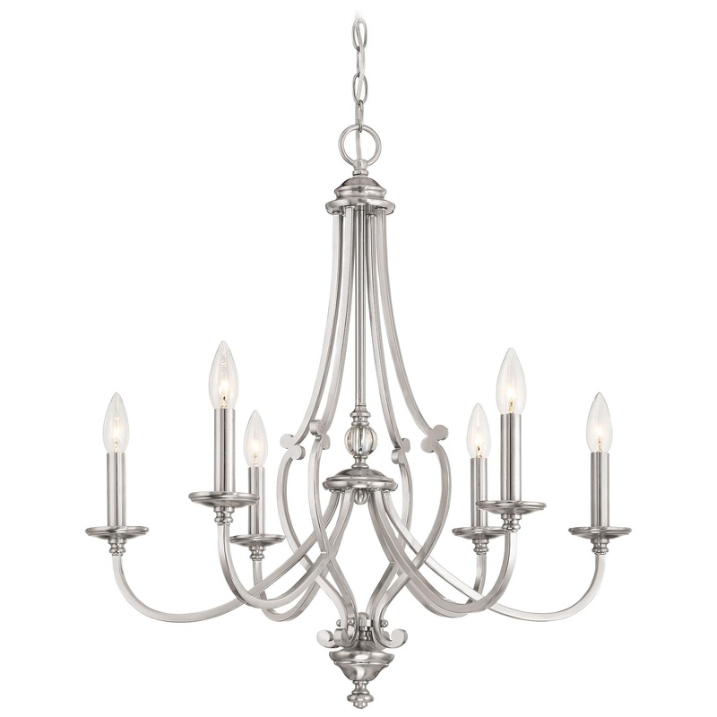 Savannah Row 6-Light Chandelier in Brushed Nickel & Clear Glass