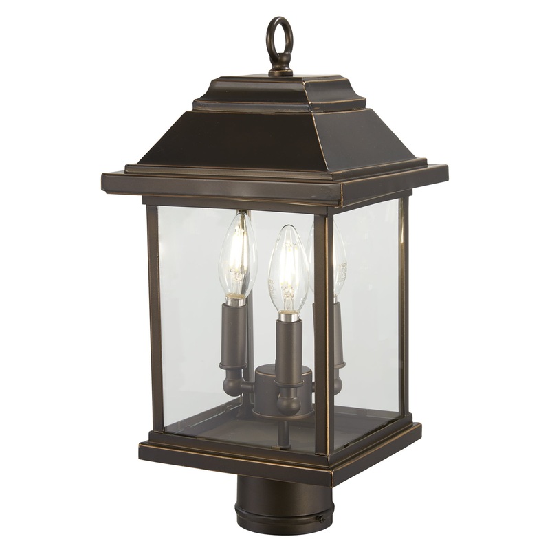 Mariner's Pointe Post Mount in Oil Rubbed Bronze with Gold Highlights & Clear Glass