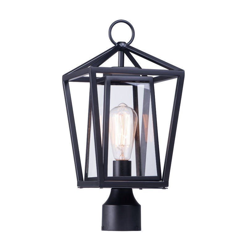 Artisan 1-Light Outdoor Post Lamp in Black with Clear Glass