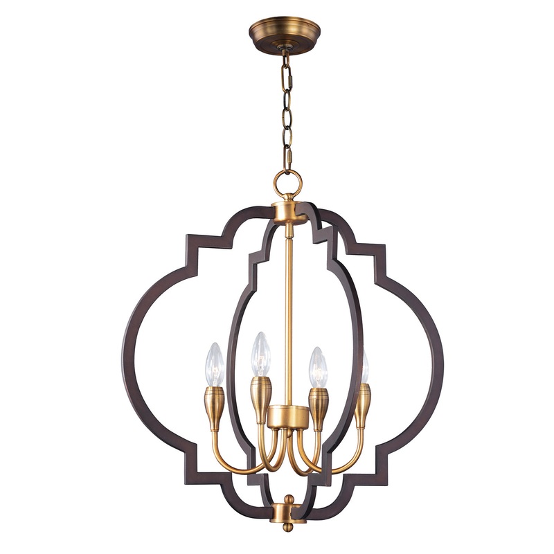 Crest 4-Light Chandelier in Oil Rubbed Bronze / Antique Brass