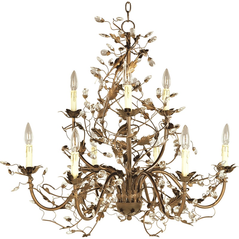 Elegante 9-Light Chandelier in Etruscan Gold