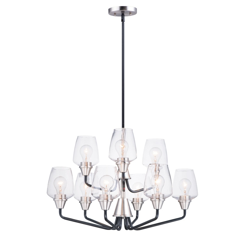 Goblet 9-Light Chandelier in Black / Satin Nickel
