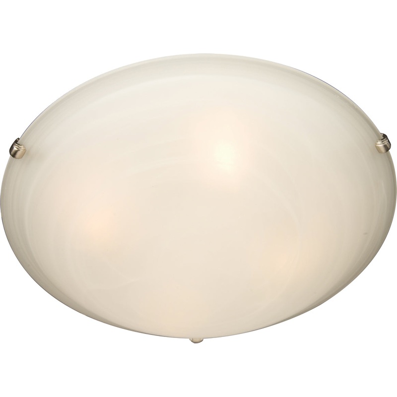 Malaga 2-Light Flush Mount in Satin Nickel with Marble Glass