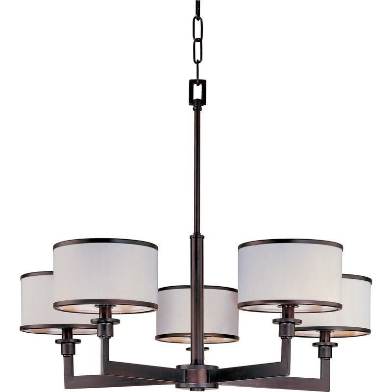 Nexus 5-Light Chandelier in Oil Rubbed Bronze with White Glass/Shade