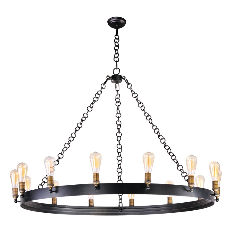 Noble 14-Light Chandelier in Black / Natural Aged Brass