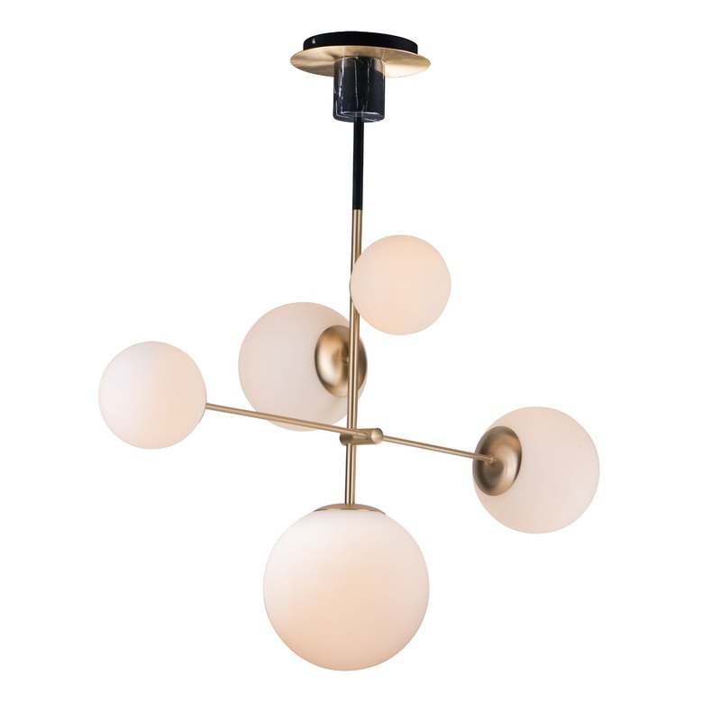 Vesper 5-light pendant in Satin Brass / Black
